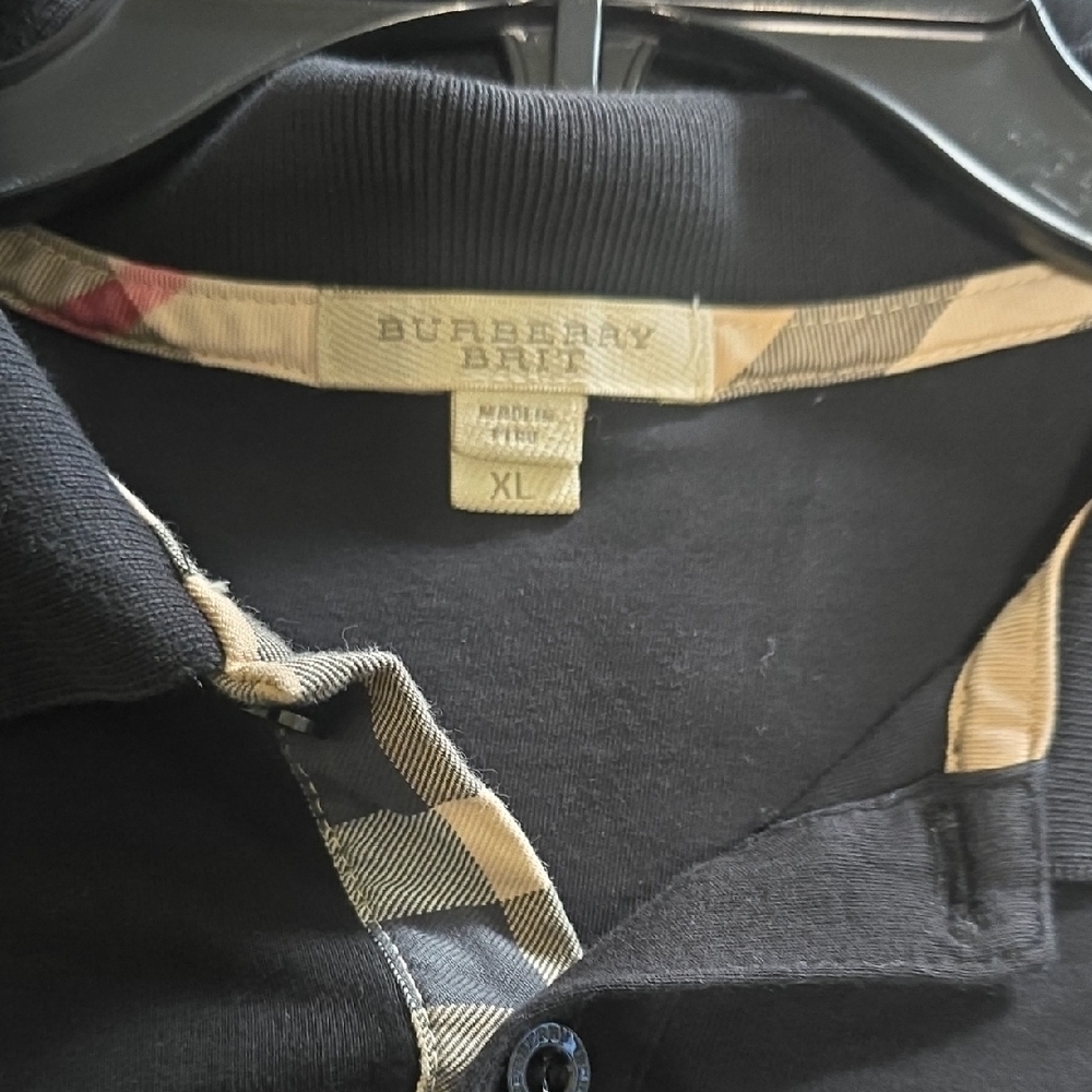 Burberry Black Polo with Check Collar - Picture 5 of 5
